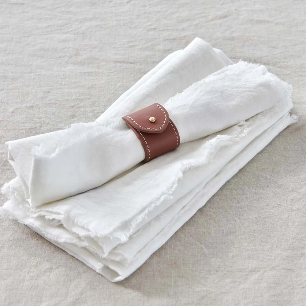 Soft Leather Napkin Rings Set