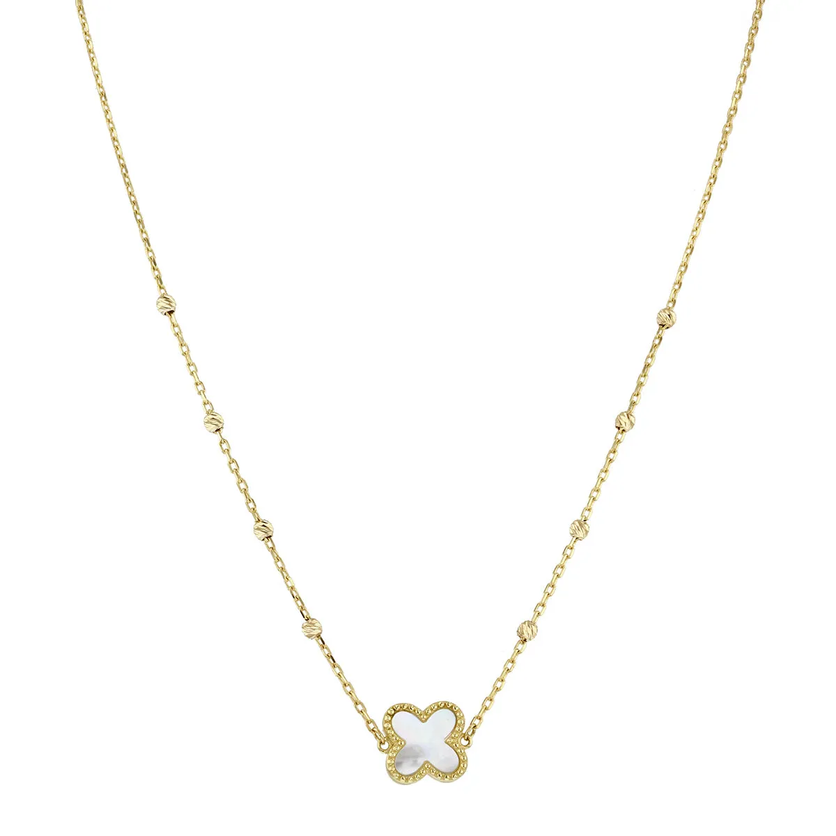 Soleil Collection 16"-17" Mother of Pearl Petal and Bead Necklace | 9K Yellow Gold