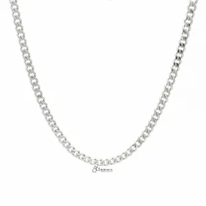 Stainless Steel Beveled Cuban Chain Necklace - 5.5mm width