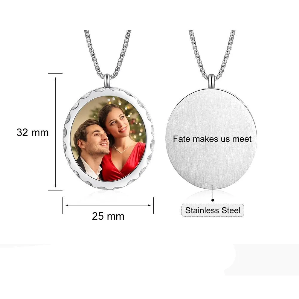 Stainless Steel Black & White Photo Necklace