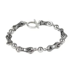 Stainless Steel Twisted Link & Ball Bracelet