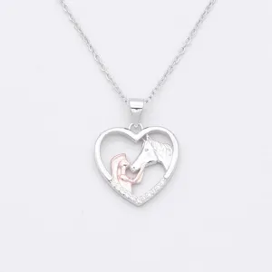 Sterling Silver Girl and Horse Necklace