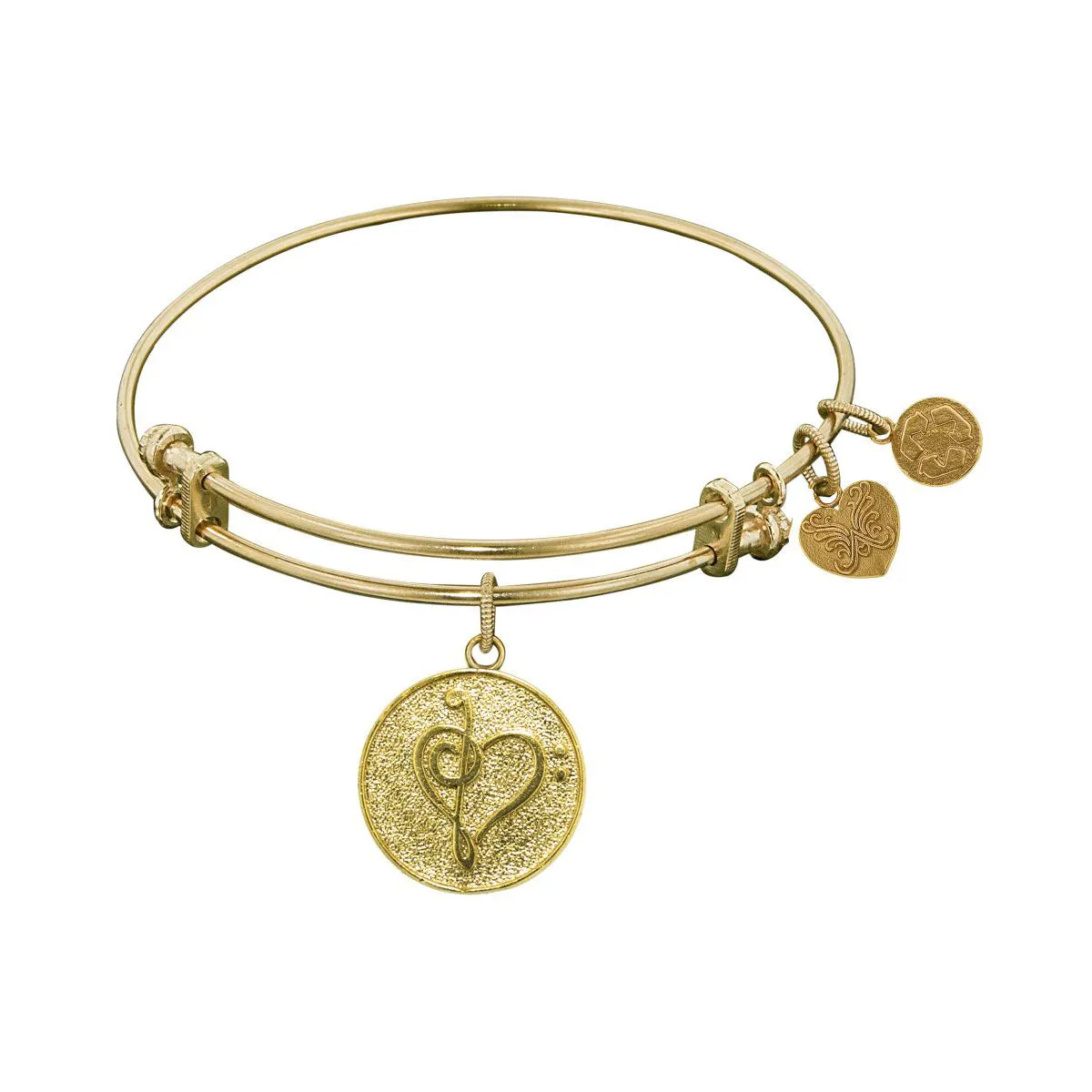 Stipple Finish Brass Music Angelica Bangle Bracelet, 7.25"