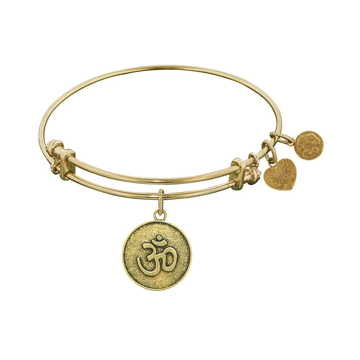 Stipple Finish Brass Om Angelica Bangle Bracelet, 7.25"