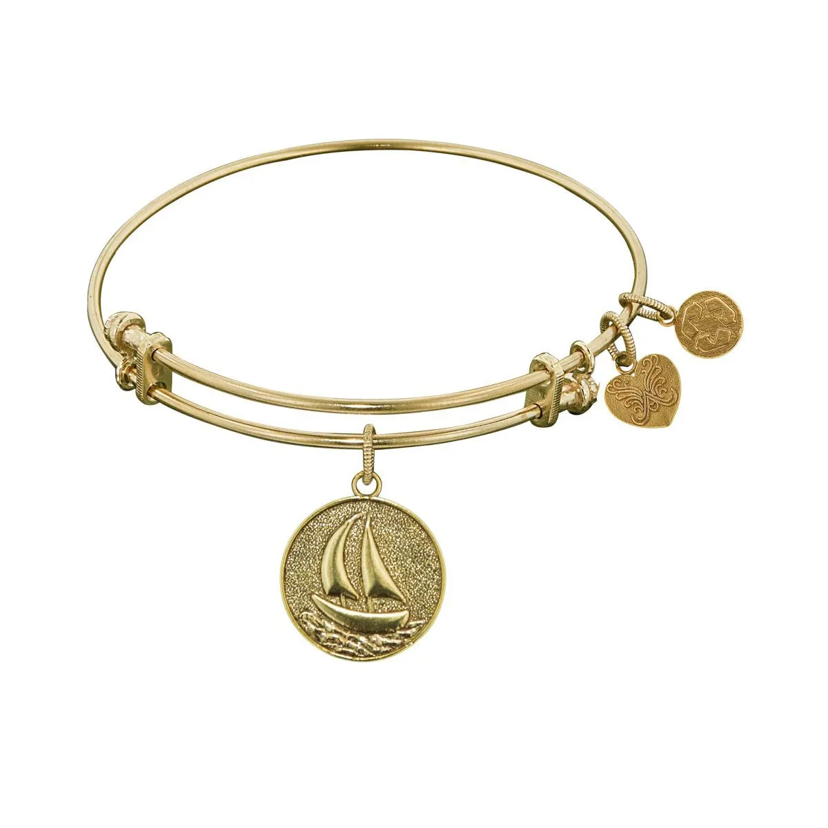 Stipple Finish Brass Sailing  Angelica Bangle Bracelet, 7.25"