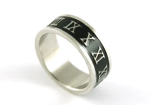 Stylish Roman Number Stainless Steel Ring Band