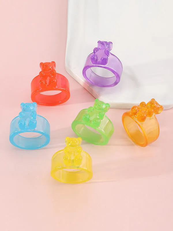 Stylish Selection Bear Shape Solid Color Rings Accessories