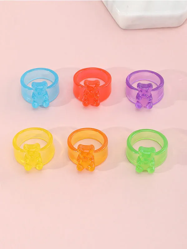 Stylish Selection Bear Shape Solid Color Rings Accessories