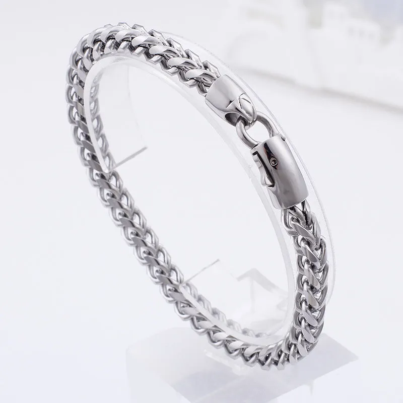 Stylish Stainless Steel Keel Bracelets for Men - European and American Fashion Jewelry