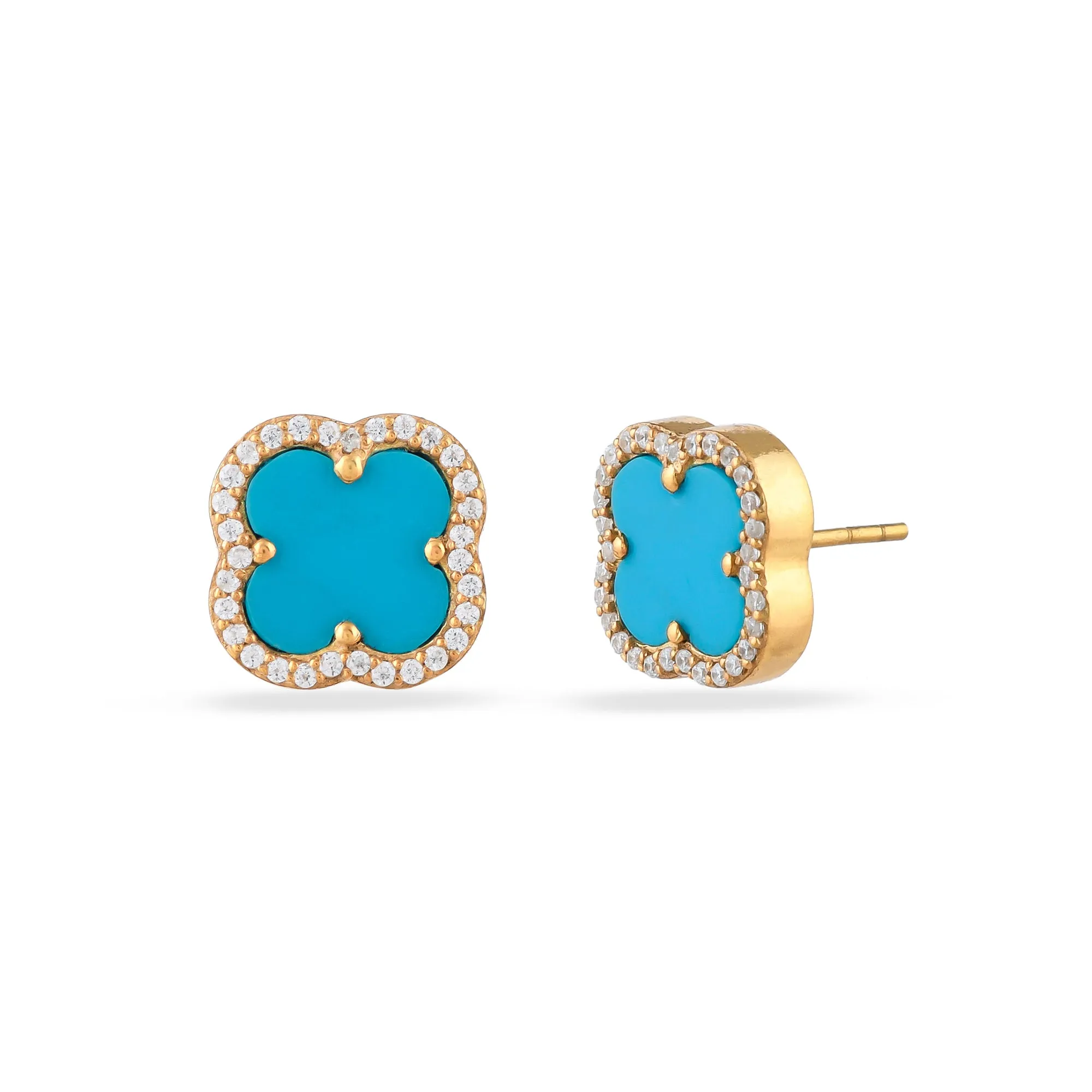 Turquoise Clover Stud Earrings | Natural Turquoise - From Purl