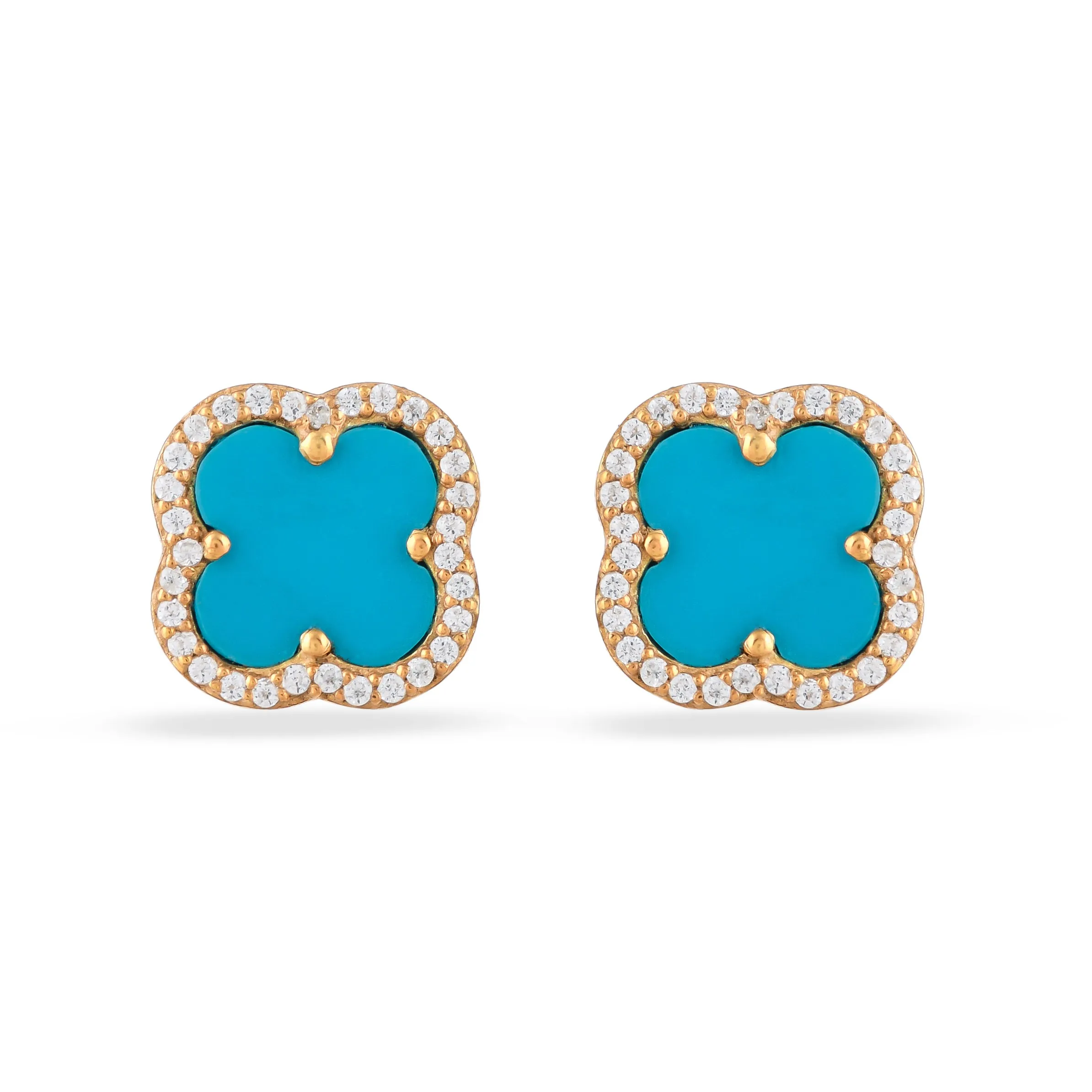 Turquoise Clover Stud Earrings | Natural Turquoise - From Purl