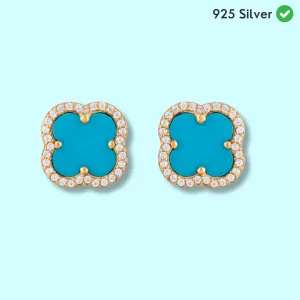 Turquoise Clover Stud Earrings | Natural Turquoise - From Purl