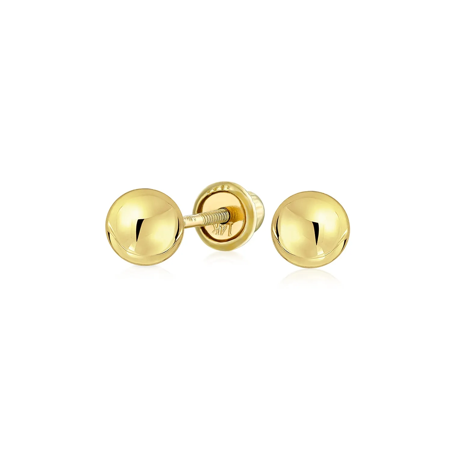 Unisex Minimalist 3MM 4MM Drop Ball Earrings in 14K Gold for Cartilage or Lobe