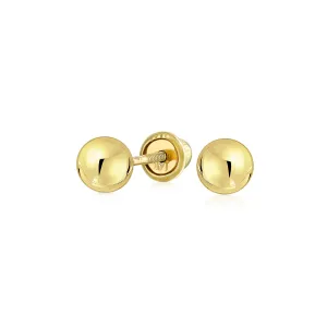 Unisex Minimalist 3MM 4MM Drop Ball Earrings in 14K Gold for Cartilage or Lobe