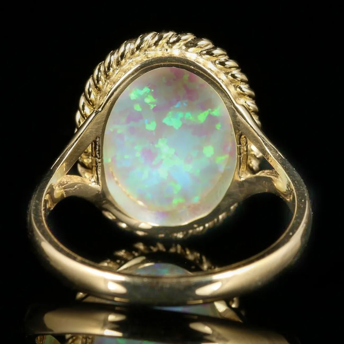 Victorian Style Opal Gold Ring 9ct Gold 6ct Opal