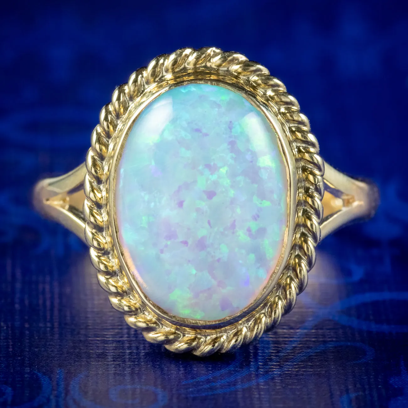 Victorian Style Opal Gold Ring 9ct Gold 6ct Opal