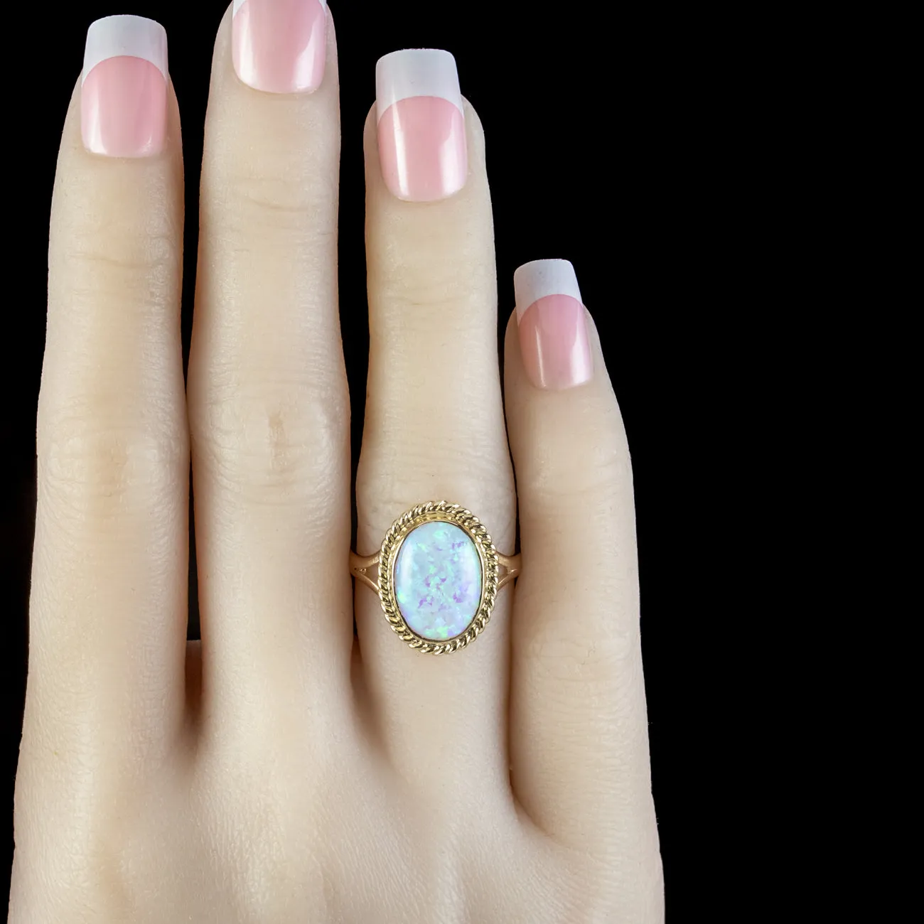 Victorian Style Opal Gold Ring 9ct Gold 6ct Opal