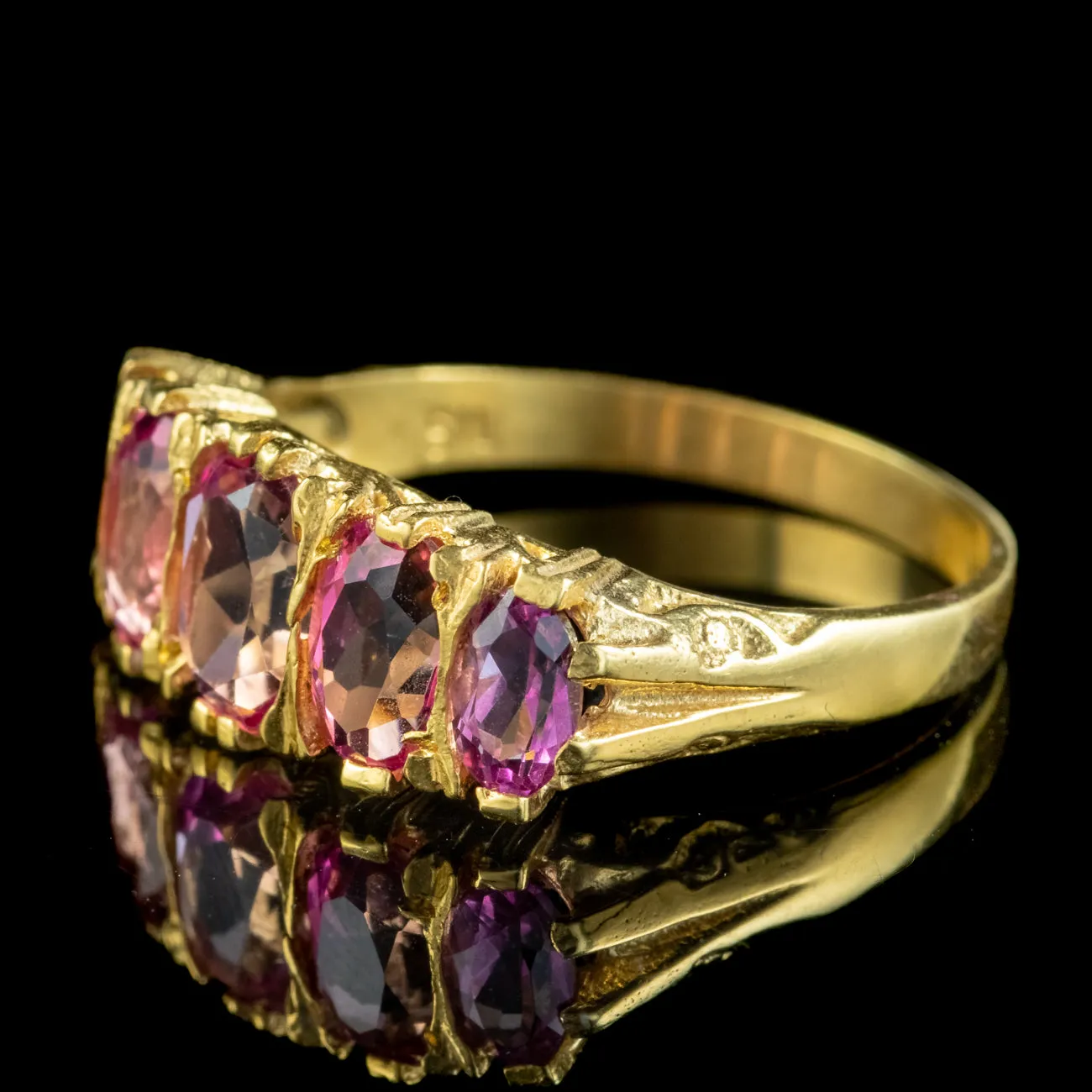 Victorian Style Pink Topaz Five Stone Ring 2.3ct Of Topaz