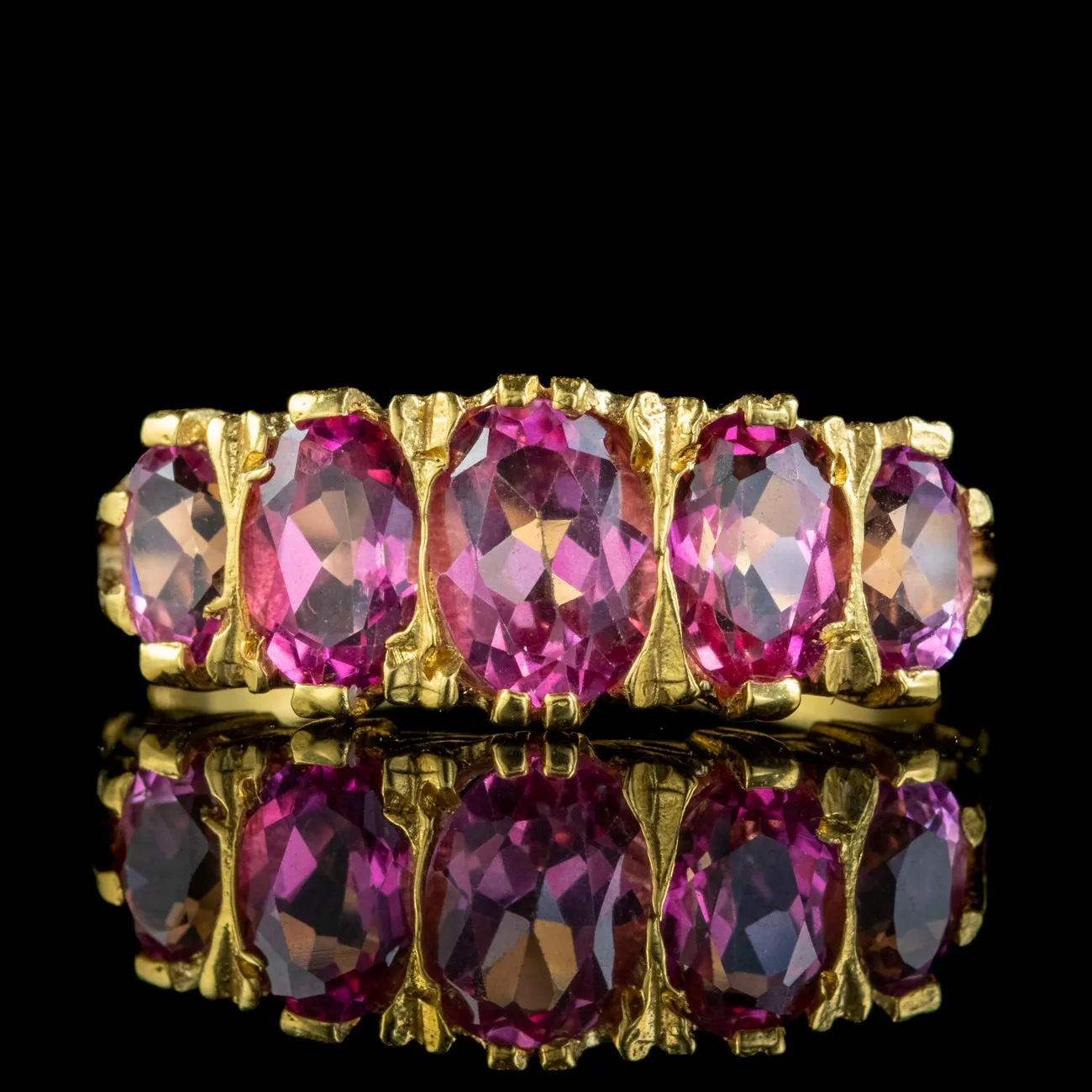 Victorian Style Pink Topaz Five Stone Ring 2.3ct Of Topaz