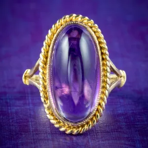 Vintage Amethyst Cocktail Ring 8ct Cabochon Dated 1974