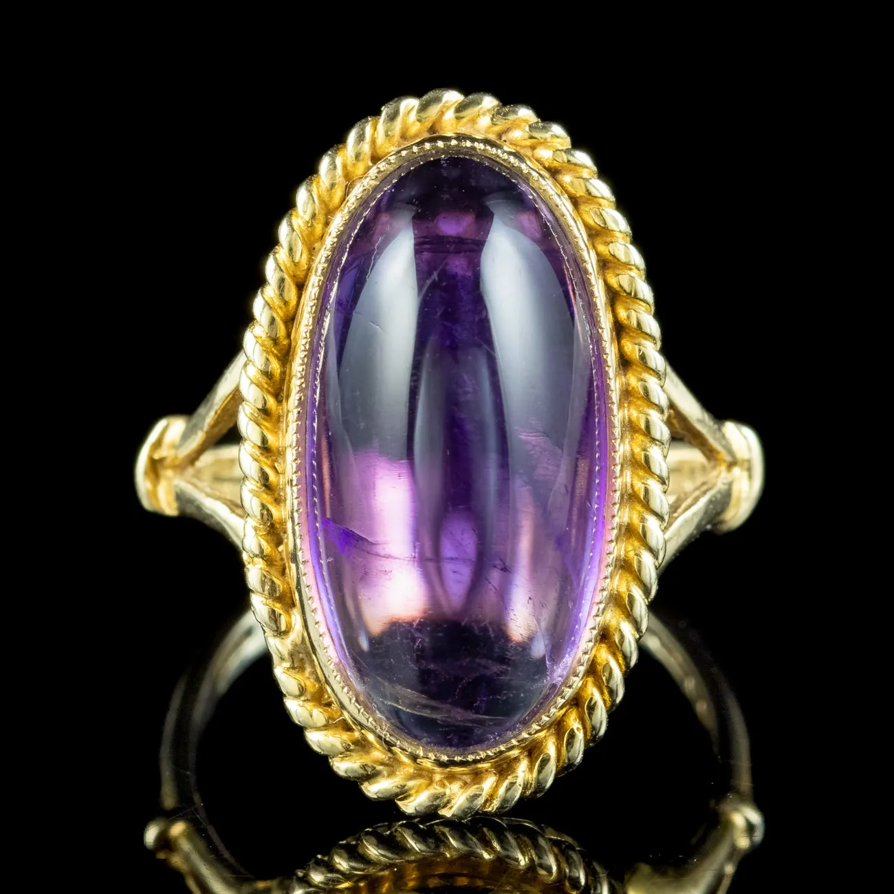 Vintage Amethyst Cocktail Ring 8ct Cabochon Dated 1974