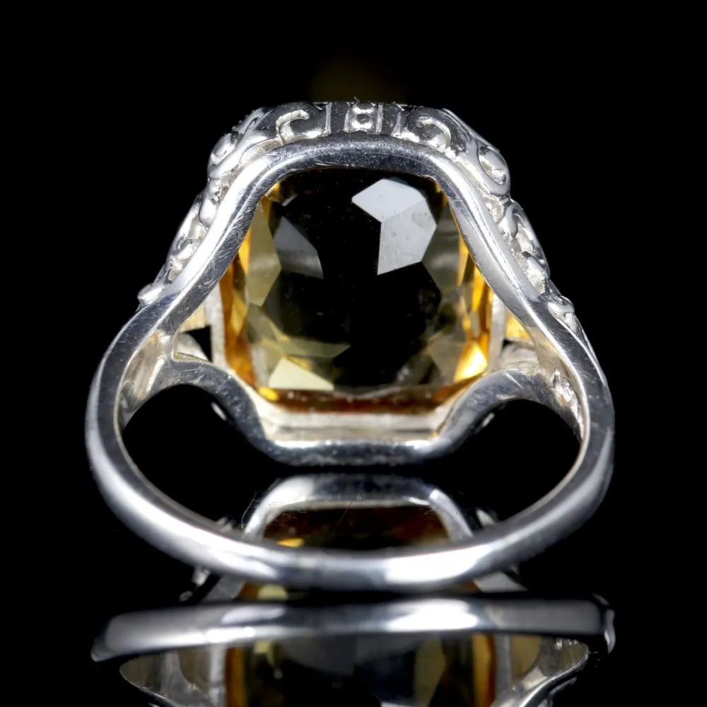 Vintage Citrine Ring 18Ct White Gold Ring