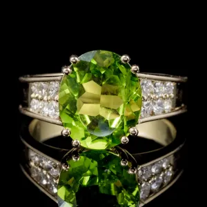 Vintage French Peridot Diamond Ring 18Ct Gold