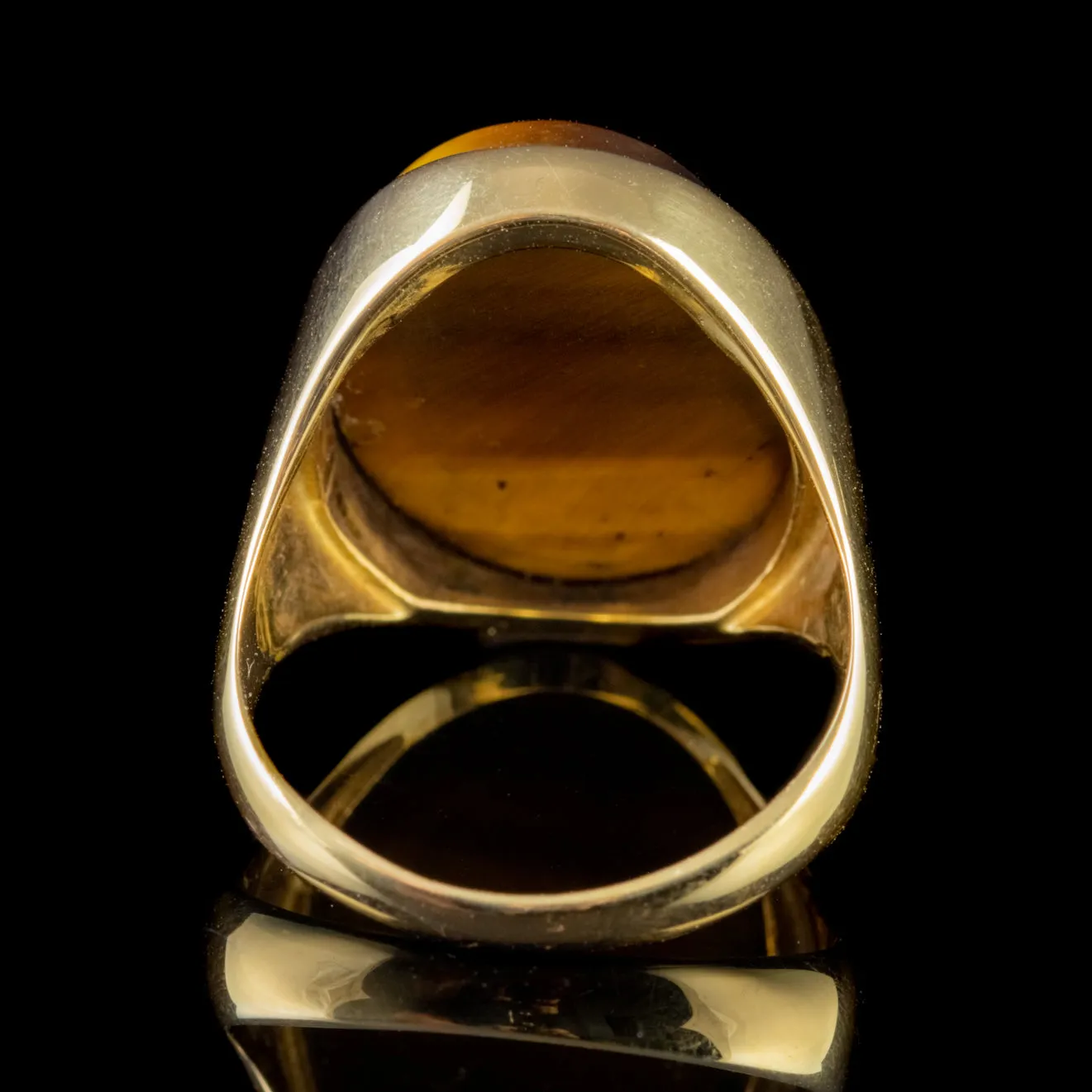 Vintage Large Tigers Eye Gold Signet Ring Circa 1970