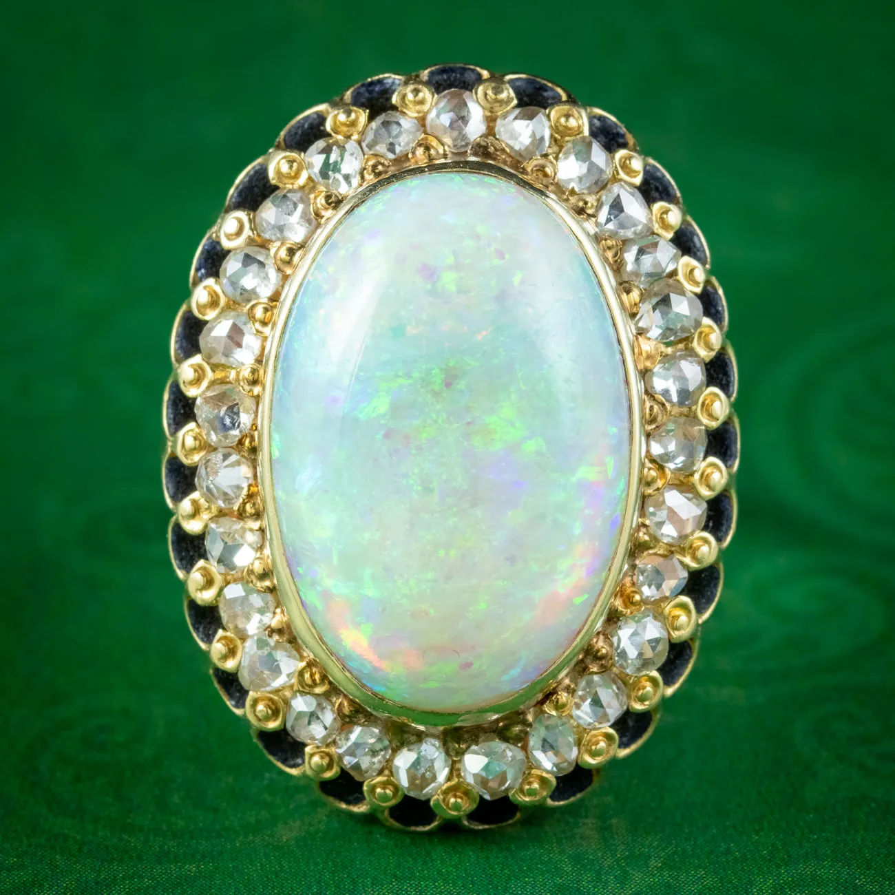 Vintage Opal Diamond Cocktail Ring 14ct Natural Opal