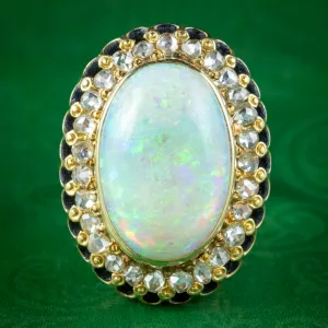 Vintage Opal Diamond Cocktail Ring 14ct Natural Opal