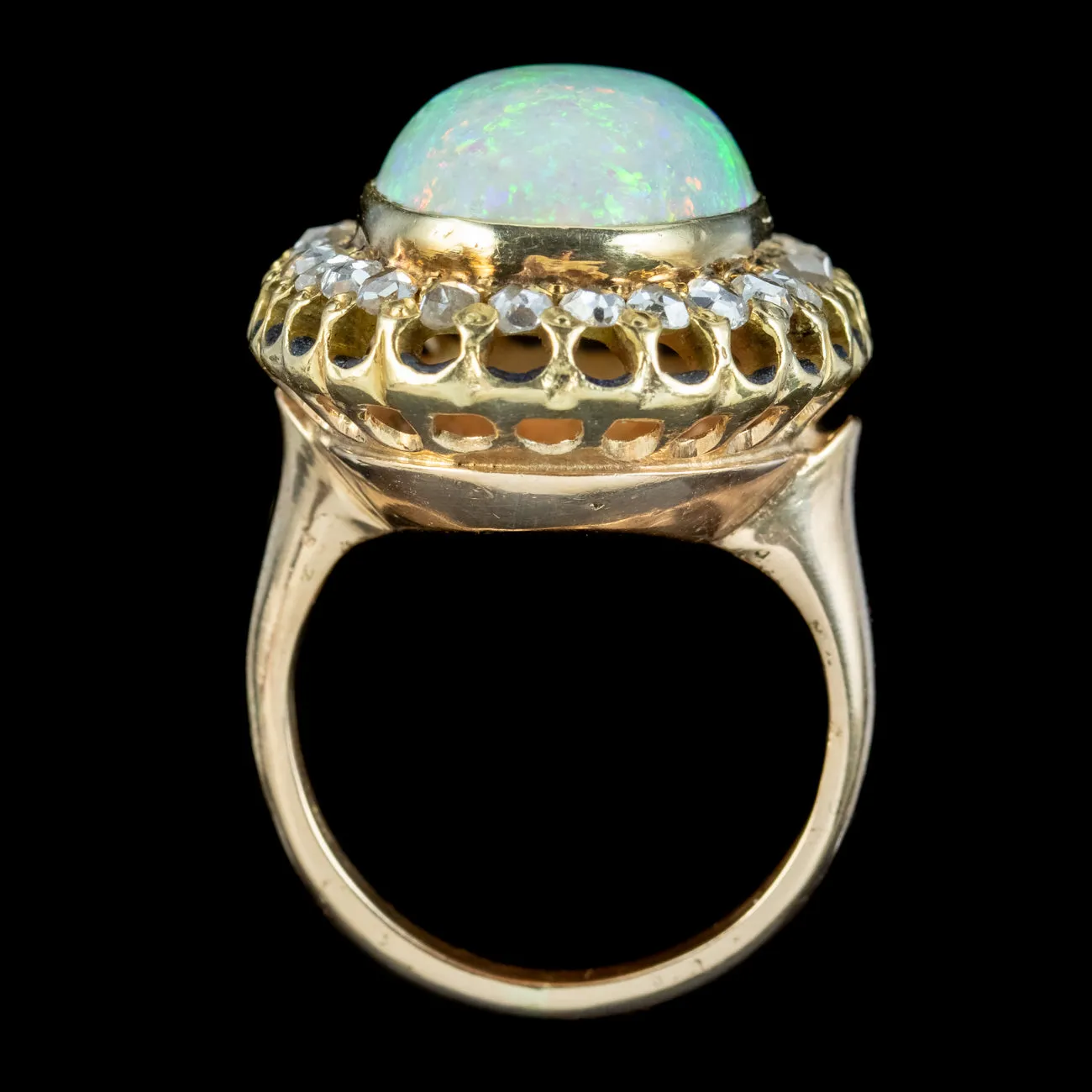 Vintage Opal Diamond Cocktail Ring 14ct Natural Opal