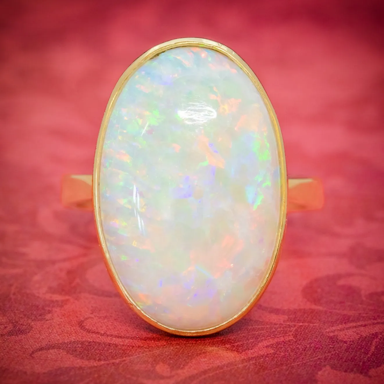 Vintage Opal Ring 14Ct Gold Natural 14Ct Opal Circa 1940