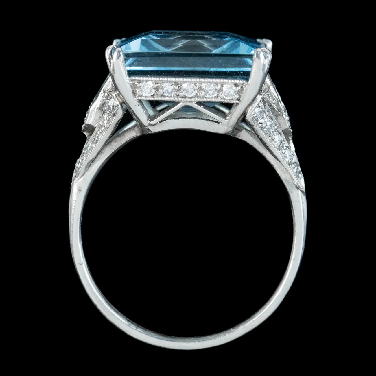 Vintage Square Aquamarine Diamond Ring 6ct Aqua