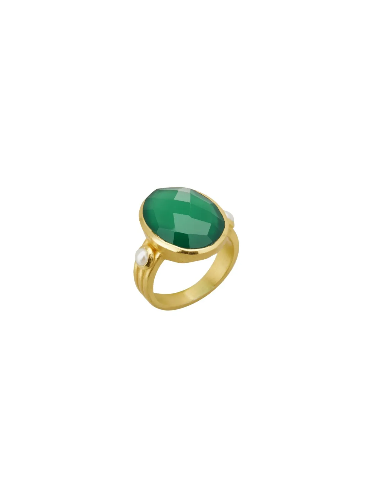 Wandering Soul Green Onyx & Pearl Ring