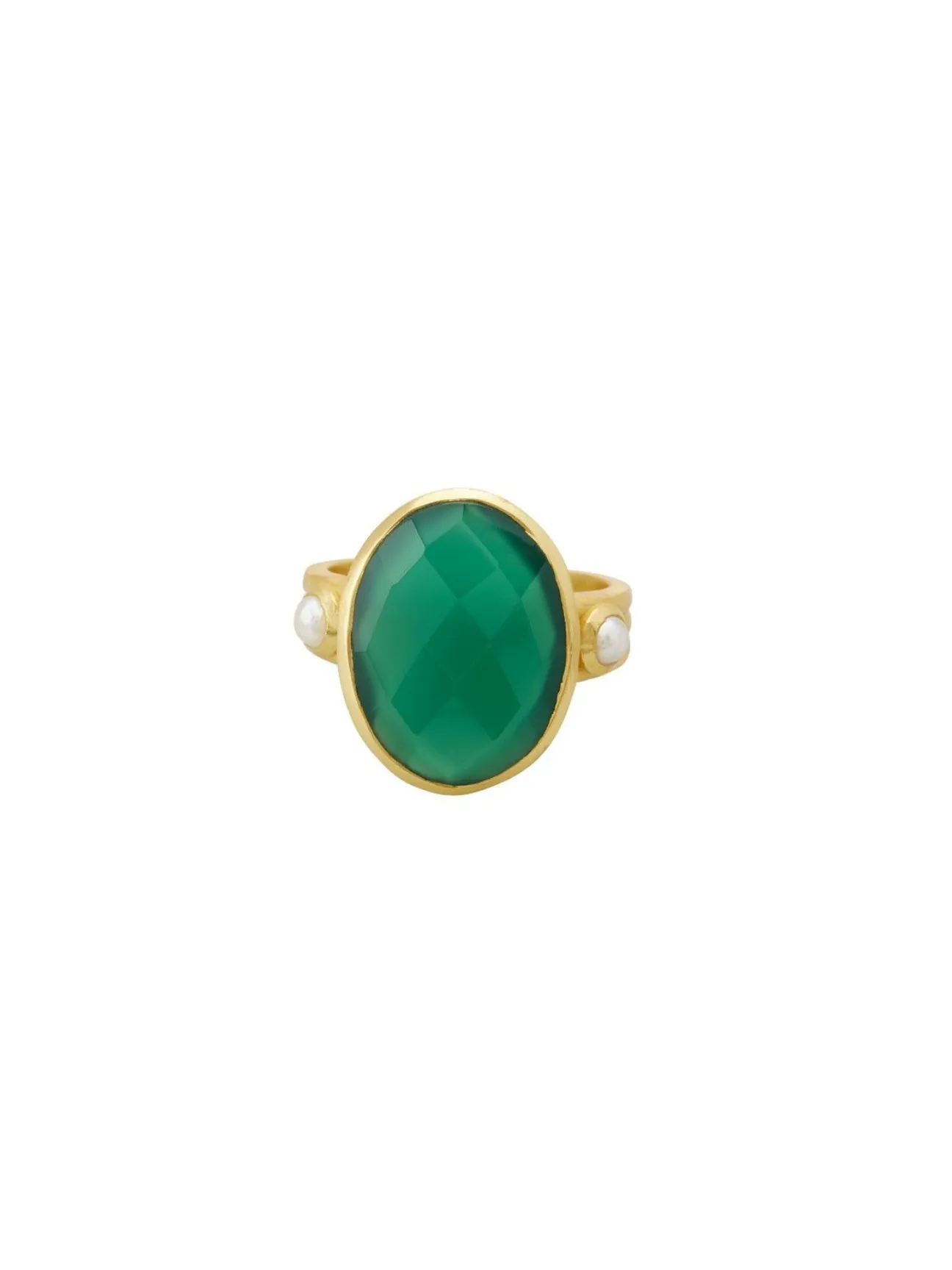 Wandering Soul Green Onyx & Pearl Ring