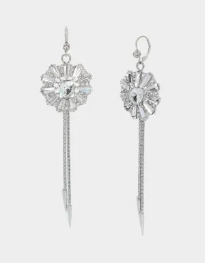 WESTERN GLAM HEART MEDALLIAN LINEAR EARRINGS CRYSTAL