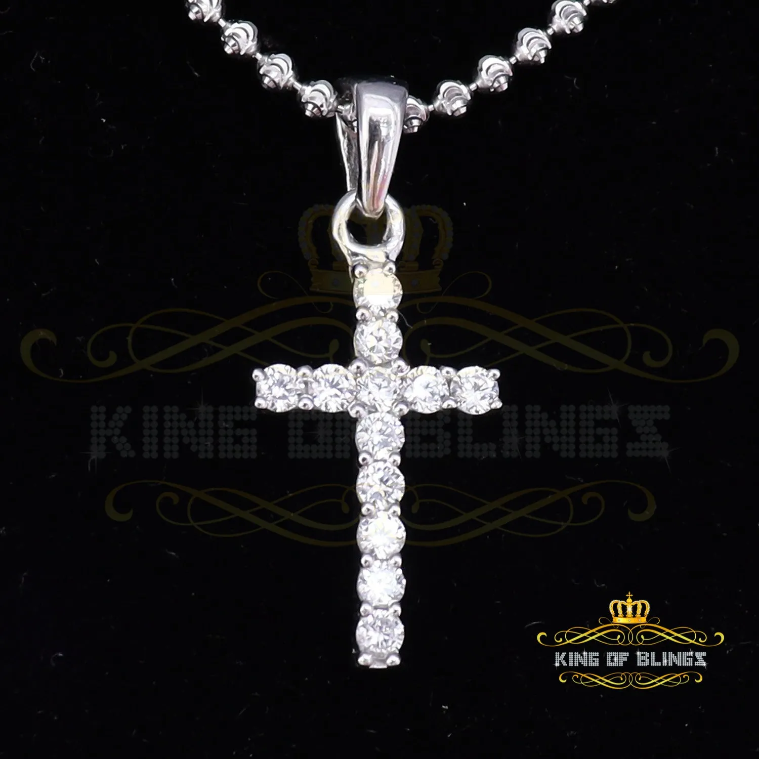 White Beautiful CROSS Shape Sterling Silver Pendant 1.32ct Cubic Zirconia stone