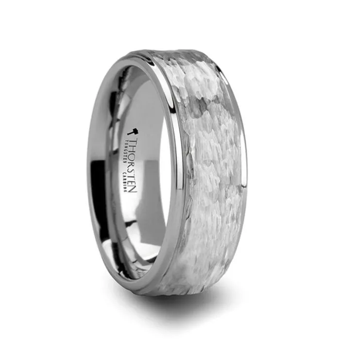 WINSTON | White Tungsten Ring Polished Step Edges