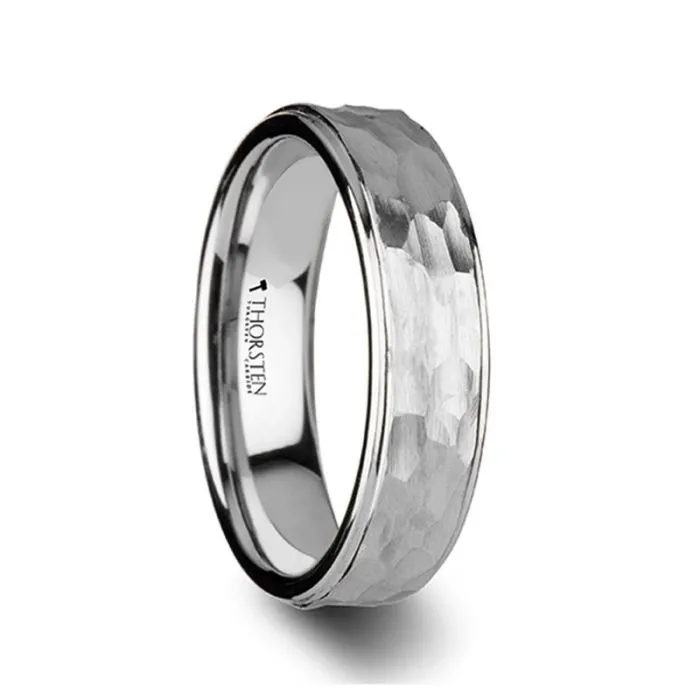 WINSTON | White Tungsten Ring Polished Step Edges