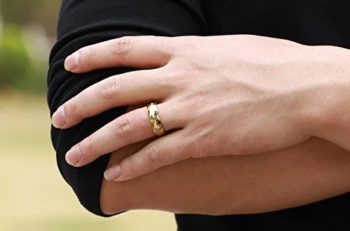 Yellow Chimes Combo Black & Gold Plated Rings For Men | Pack of 2 Stainless Steel Men Rings | Lord of The Rings Design Black & Gold Finger Rings for Boys | Ideal Gift For Men and Boys